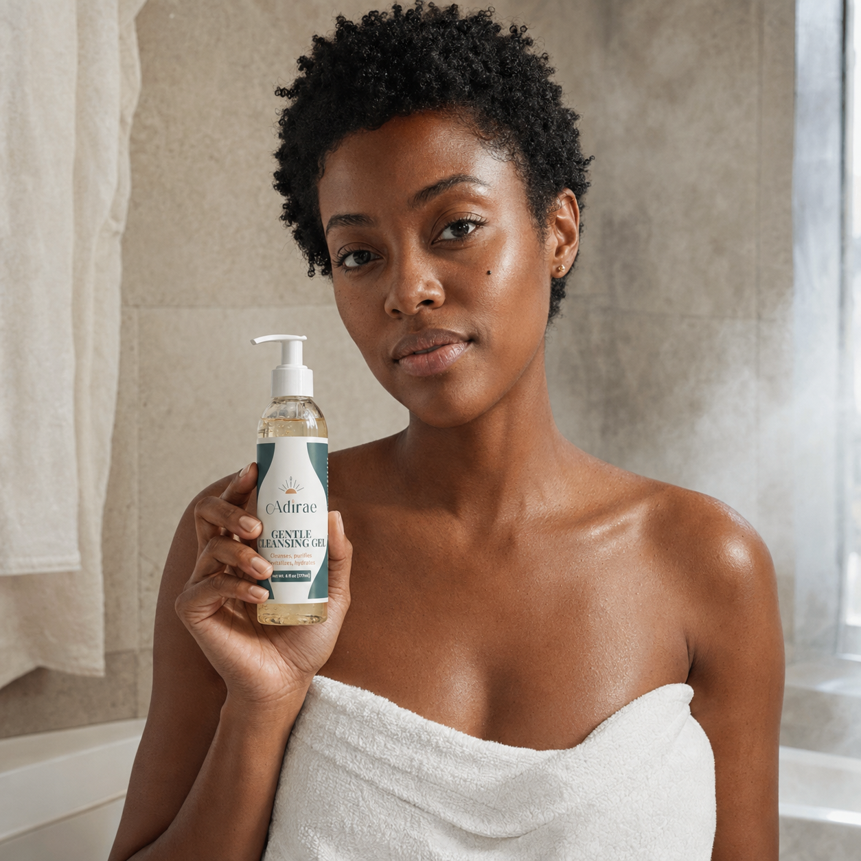 Gentle Cleansing Gel held by model