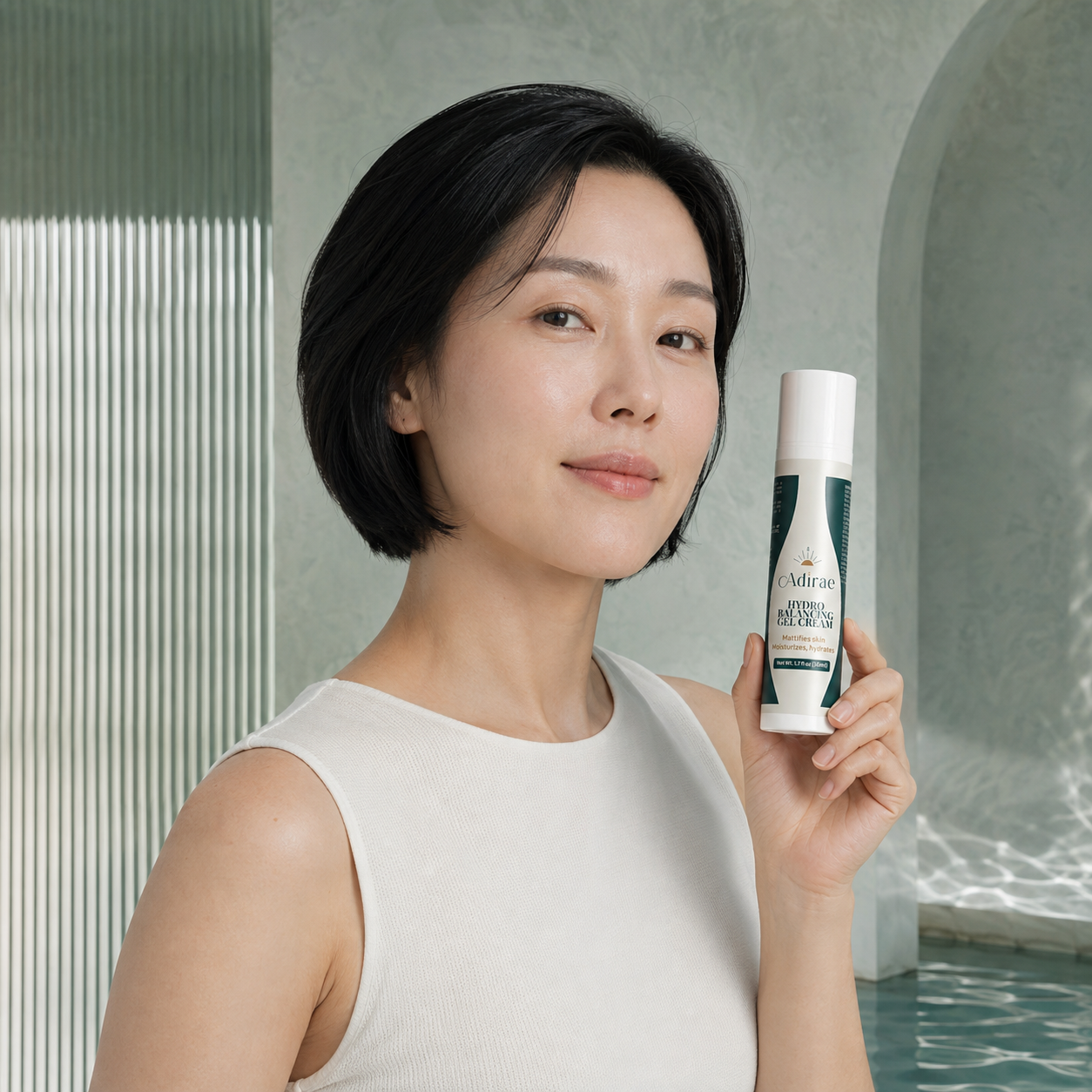 Hydro Balancing Gel Cream held by model