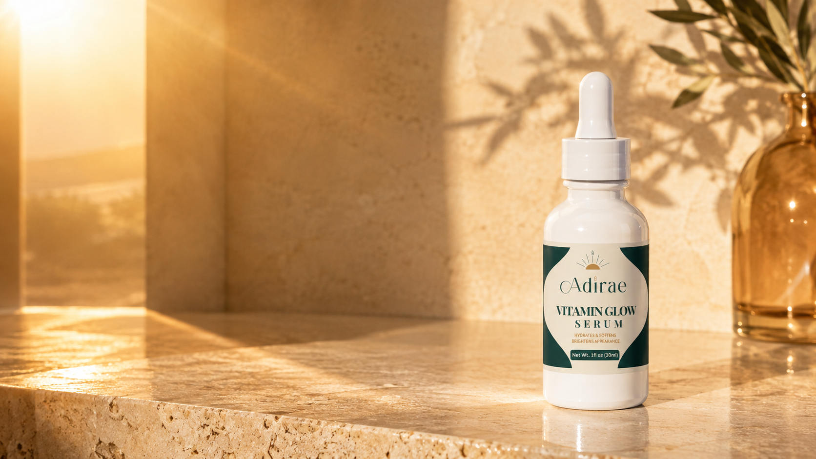 Vitamin Glow Serum in an elevated skincare setting